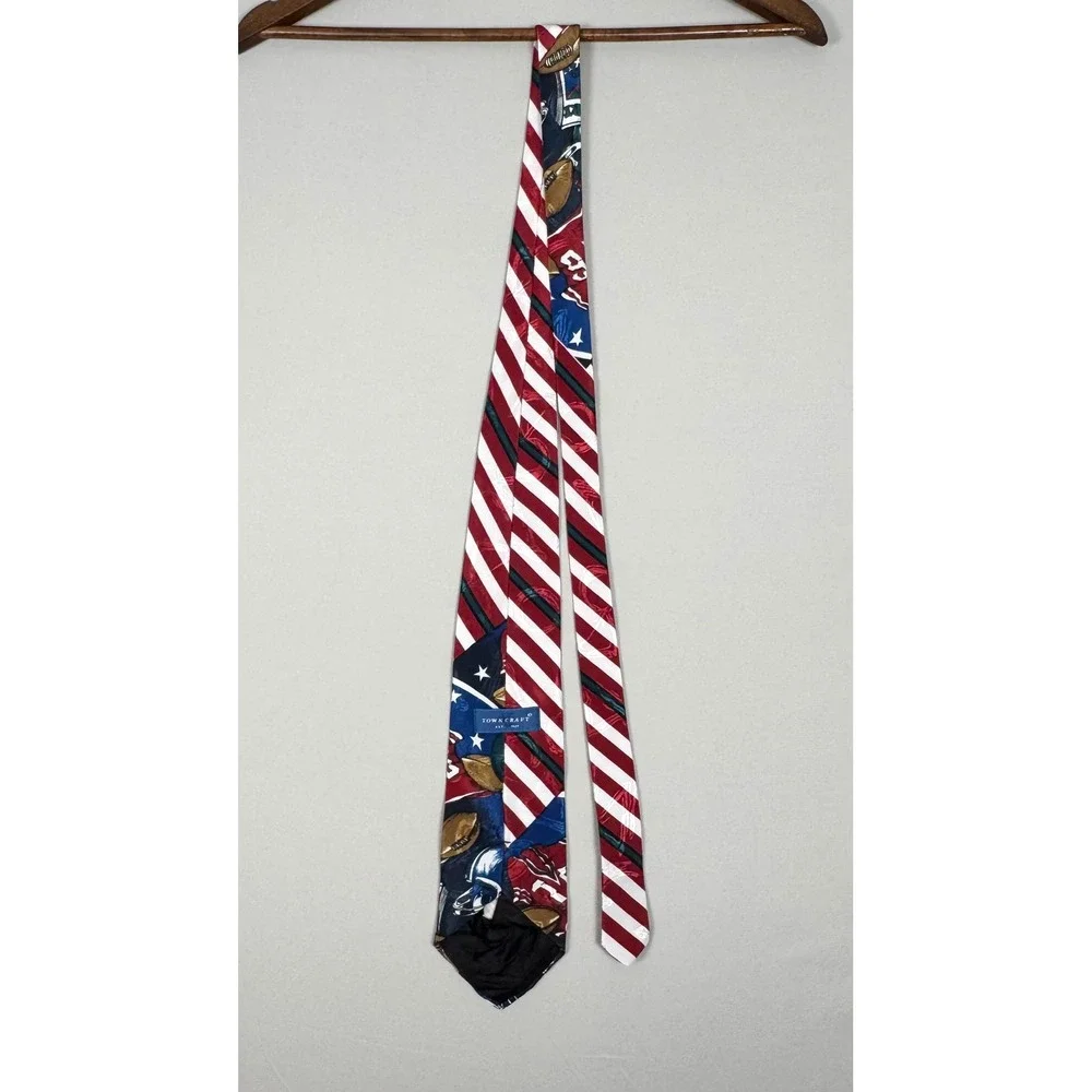 Town Craft Necktie Mens OS Blue Red Excellent Vintage Football Stars USA Made